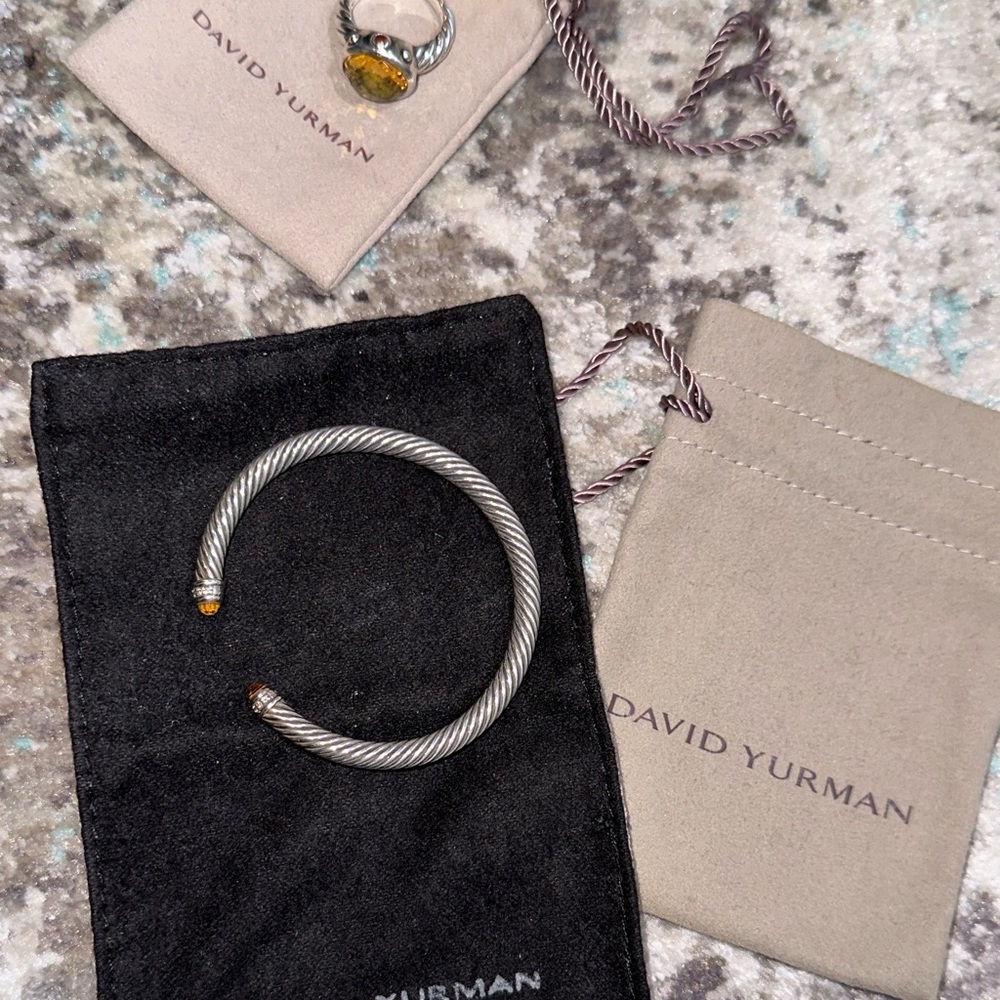 David Yurman 5mm Citrine Cable Bracelet w/ Diamonds